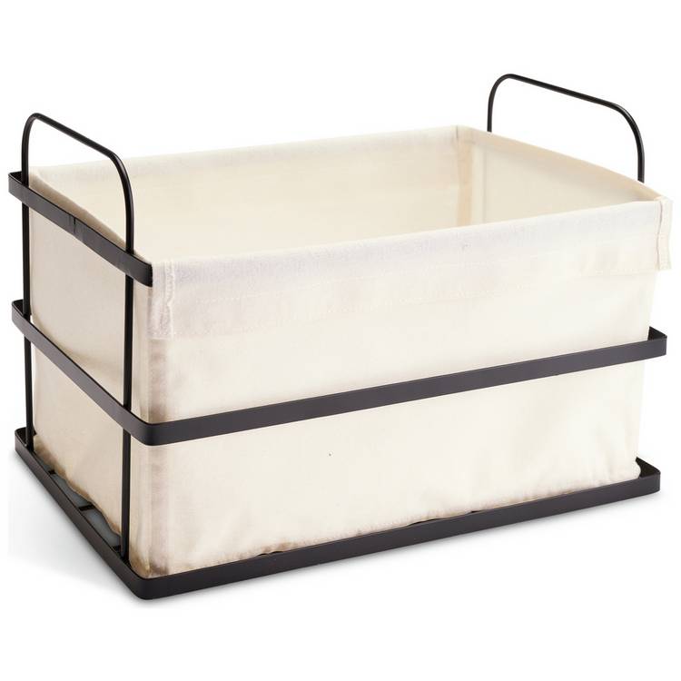 Habitat white wire storage basket with cream liner 14L (British brand)