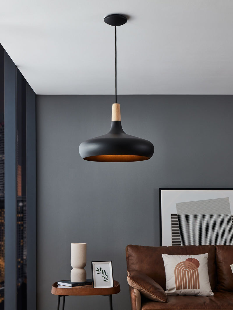 Eglo Sabinar black pendant ceiling light 40cm (British brand)