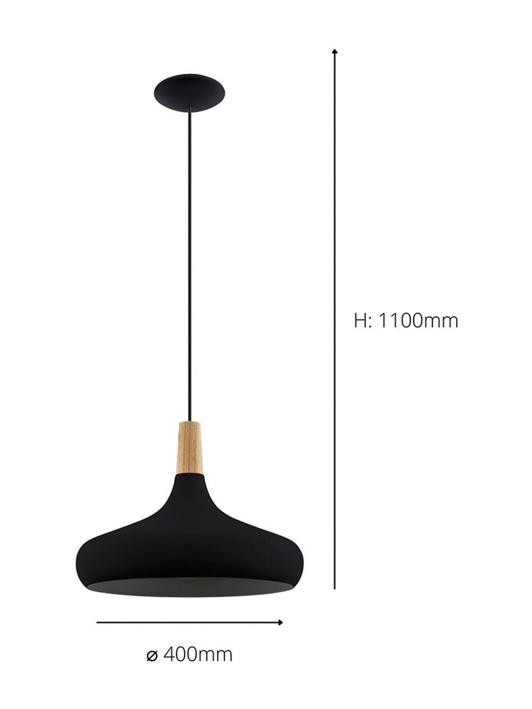 Eglo Sabinar black pendant ceiling light 40cm (British brand)