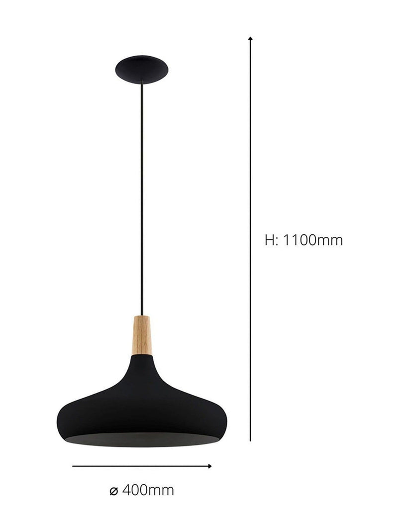 Eglo Sabinar black pendant ceiling light 40cm (British brand)