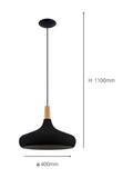 Eglo Sabinar black pendant ceiling light 40cm (British brand)