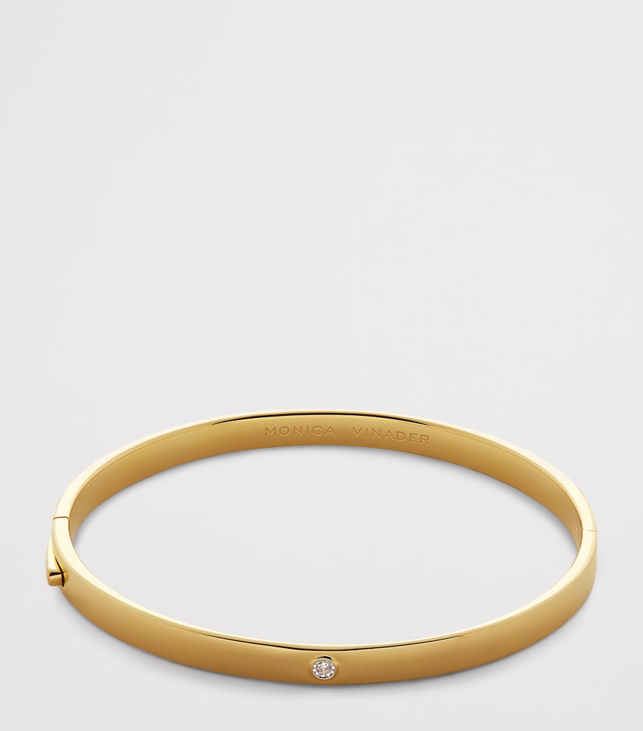 Monica Vinader gold vermeil diamond solitaire bangle, imported from the UK