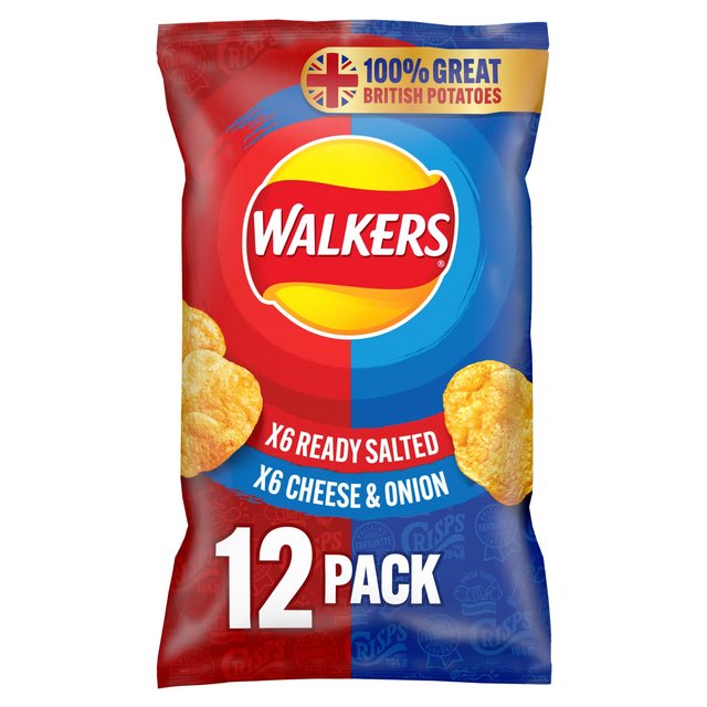 Walkers Ready Salted Cheese & Onion Variety Multipack Crisps   12 per pack GOODS M&S   