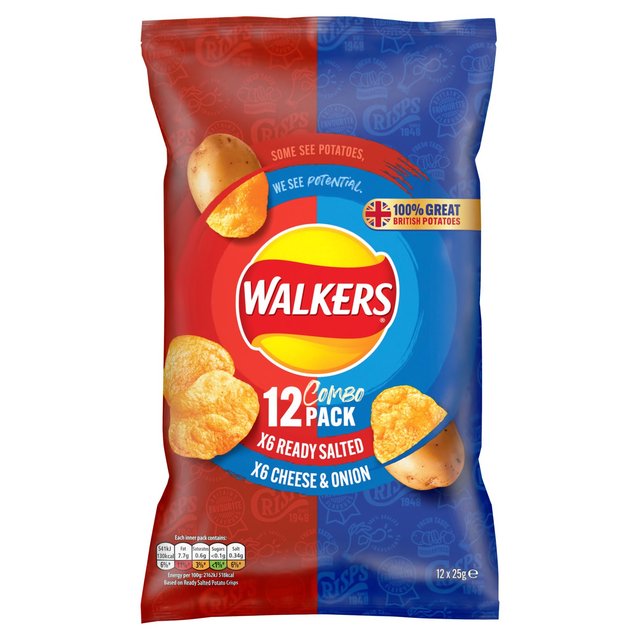 Walkers Ready Salted Cheese & Onion Variety Multipack Crisps   12 per pack GOODS M&S   