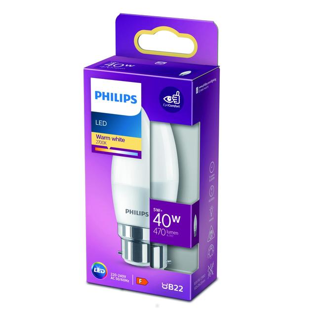 Philips LED Frosted Candle Light Bulb B35 B22 Warm White