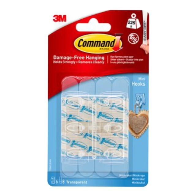 Command Mini Clear Hooks with Clear Strips