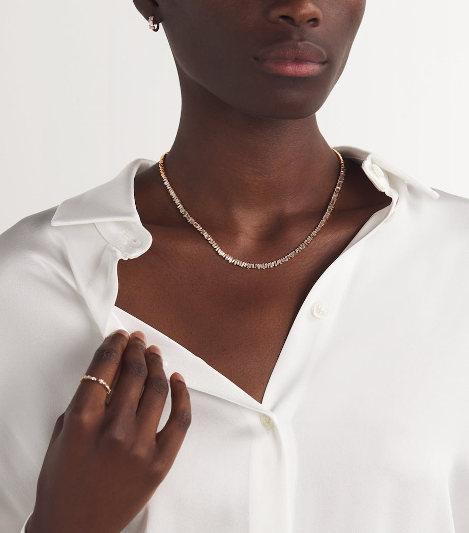 Suzanne Kalan rose gold diamond mini classic tennis necklace, UK version