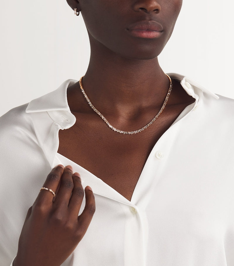 Suzanne Kalan rose gold diamond mini classic tennis necklace, UK version