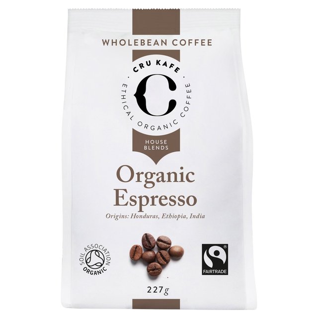 CRU Kafe Organic Fairtrade Espresso Coffee Beans   227g