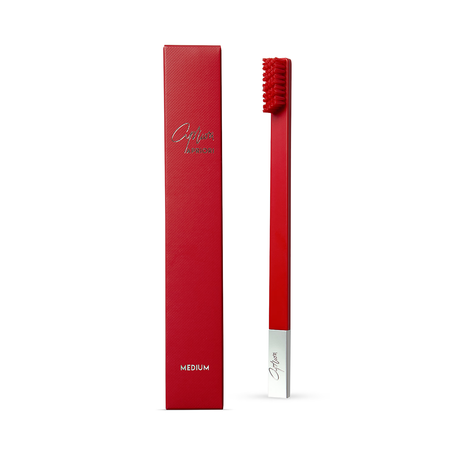 APRIORI carmine red silver medium toothbrush - British product