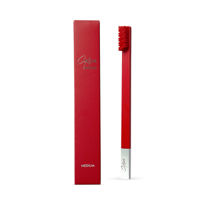 Holland & Barrett APRIORI Carmine Red Silver Medium Toothbrush- Buy online at McGrocer