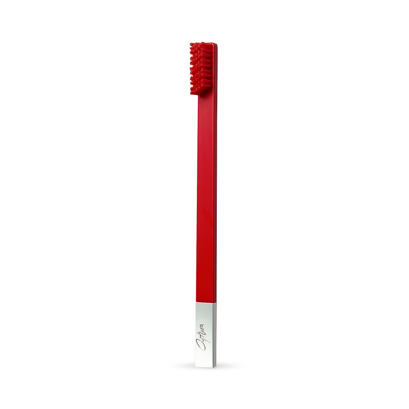 APRIORI carmine red silver medium toothbrush - British product