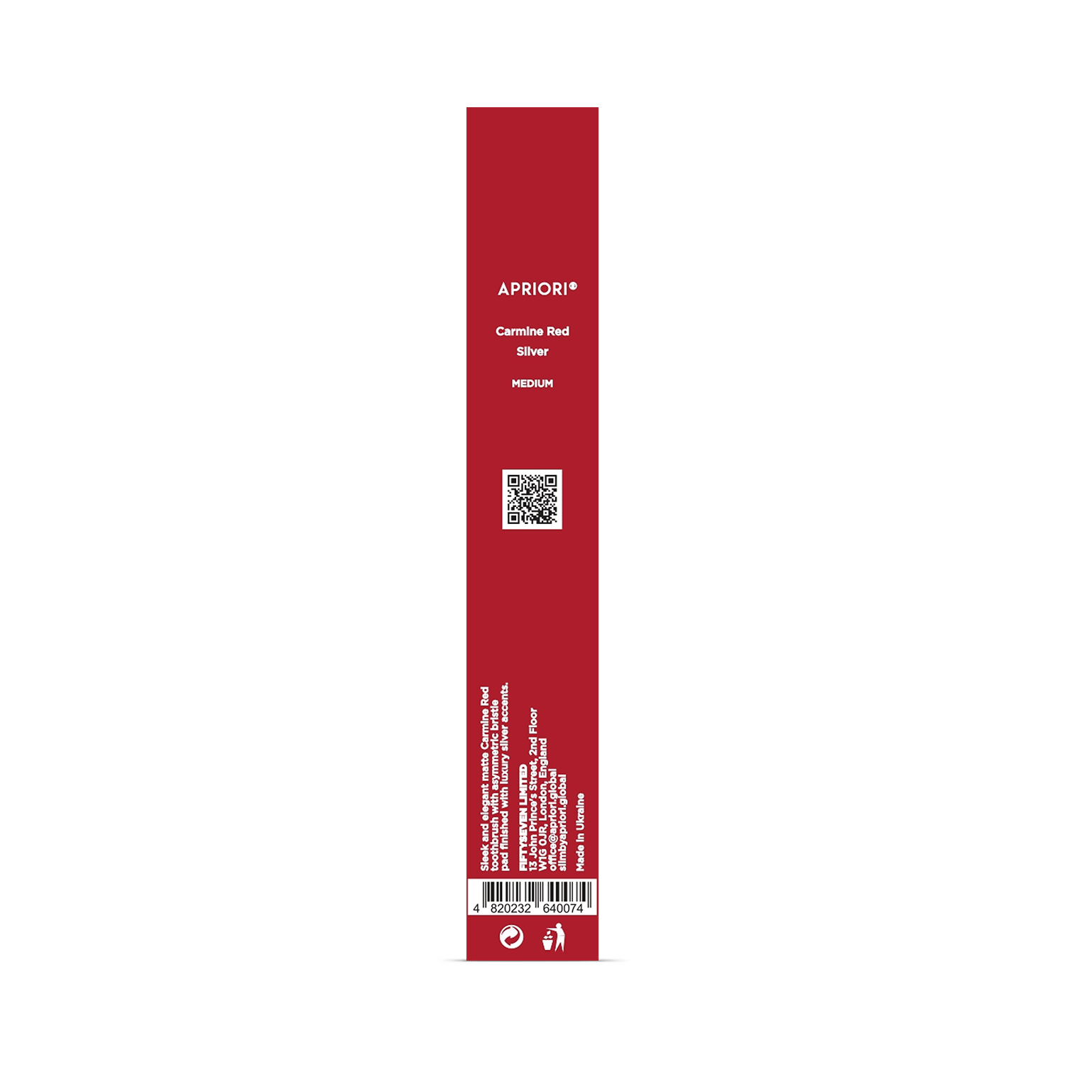 APRIORI carmine red silver medium toothbrush - British product
