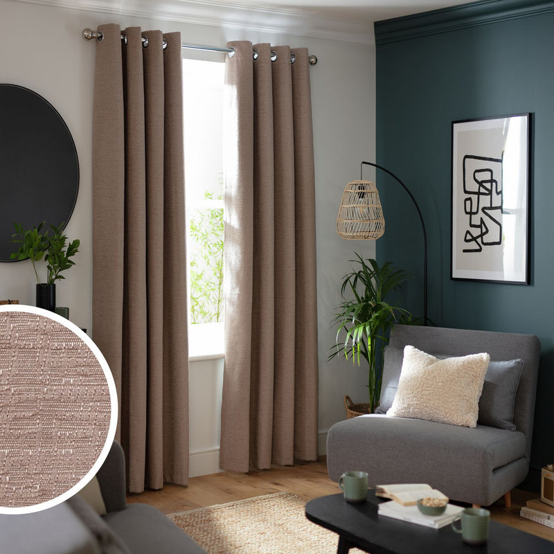 Habitat Chenille Eyelet Curtains in Oatmeal, 168x183cm