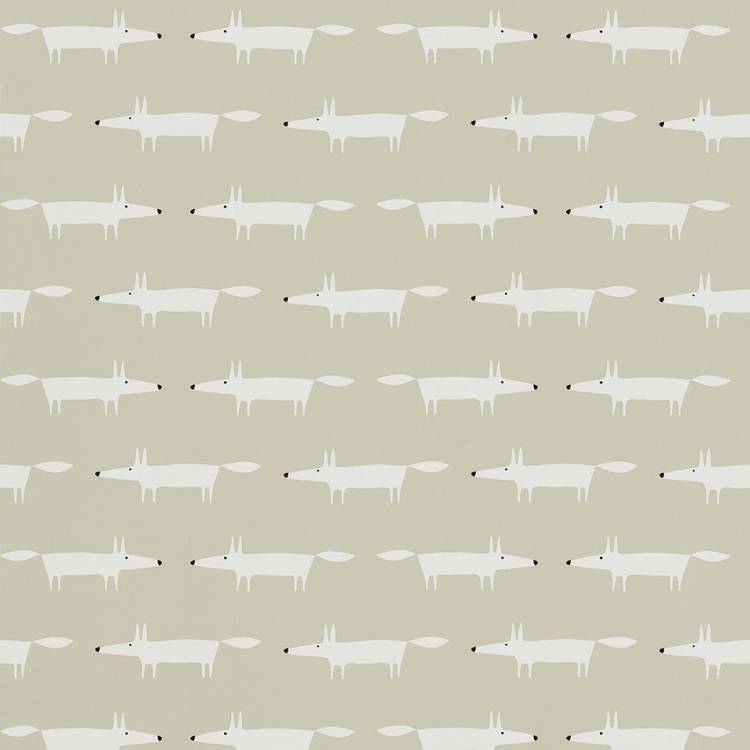 Scion wallpaper Little Fox Snow Brown, imported from the UK