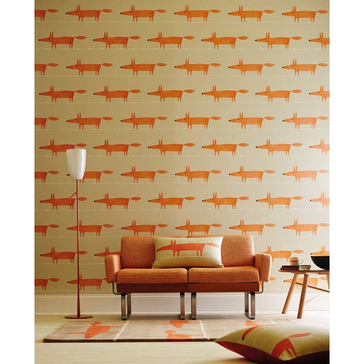 Scion Mr Fox Ginger Wallpaper in warm ginger tones (British brand)