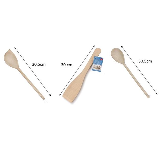 Tala 3 Beech Utensils 30cm Spoons and Spatula GOODS M&S   