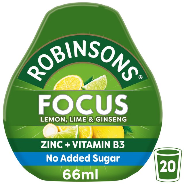 Robinsons Mini Focus Lemon Lime & Ginseng No Added Sugar Squash   66ml GOODS M&S   