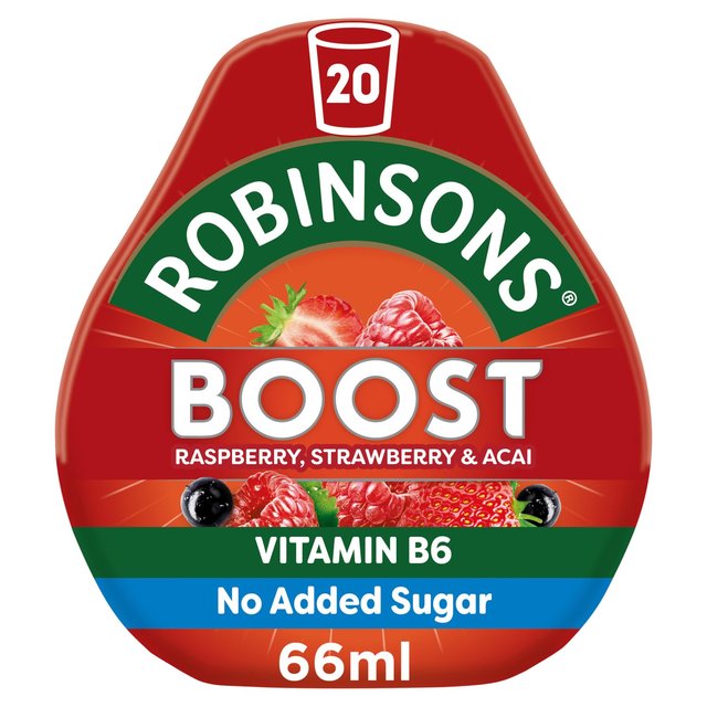 Robinsons Mini Boost Raspberry Strawberry & Acai No Added Sugar Squash   66ml GOODS M&S   