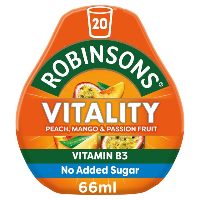 Robinsons Mini Vitality Peach Mango & Passion Fruit No Added Sugar Squash   66ml GOODS M&S   