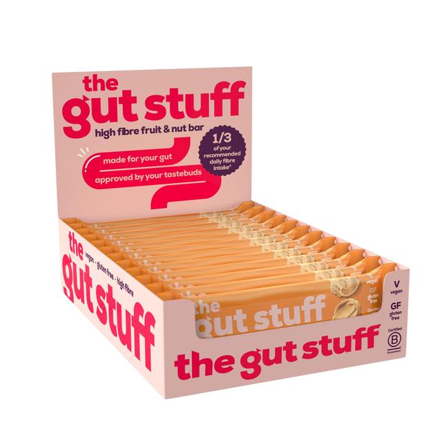 The Gut Stuff Peanut Butter Fruit & Nut High Fibre Box of Bars   12 x 35g