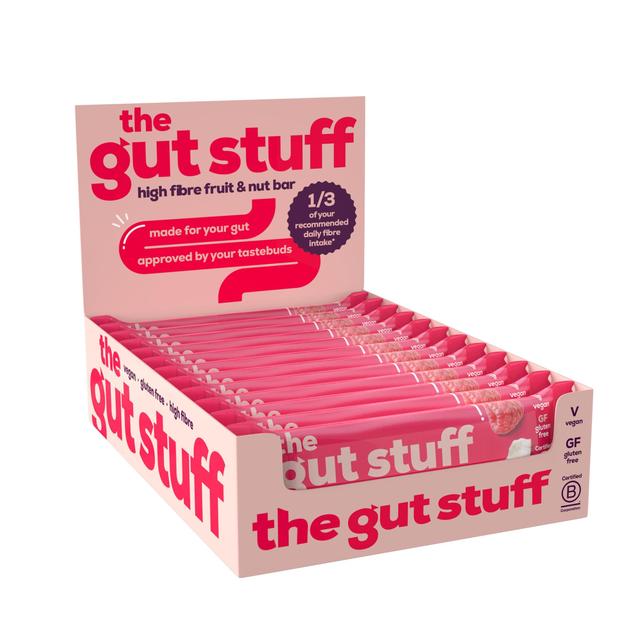 The Gut Stuff Raspberry & Coconut Fruit & Nut High Fibre Box of Bars    12 x 35g