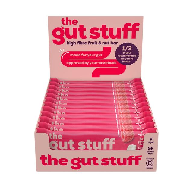 The Gut Stuff Raspberry & Coconut Fruit & Nut High Fibre Box of Bars    12 x 35g