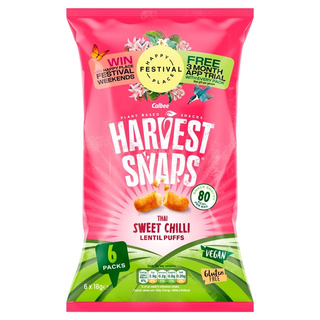 Harvest Snaps Lentil Puff Thai Sweet Chilli Multipack Snacks   6 per pack GOODS M&S   