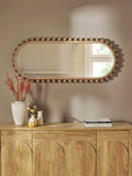 Light Natural Wood Bobbin Full Length Wall Mirror