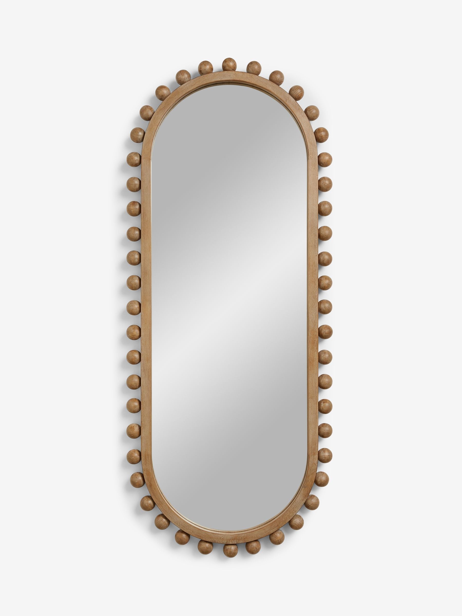 Light Natural Wood Bobbin Full Length Wall Mirror