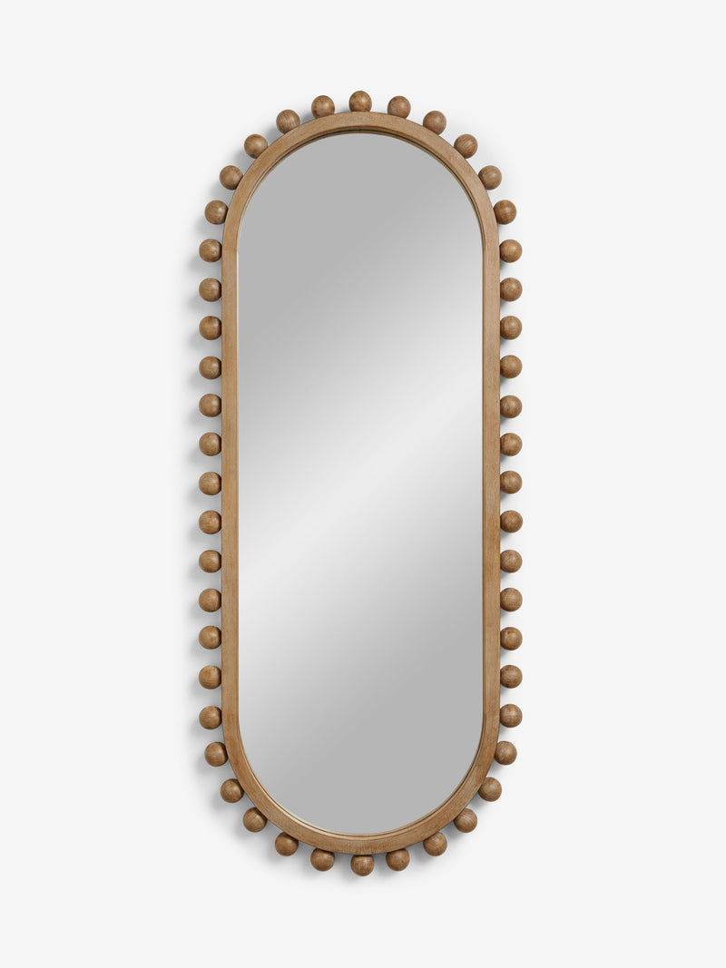 Light Natural Wood Bobbin Full Length Wall Mirror