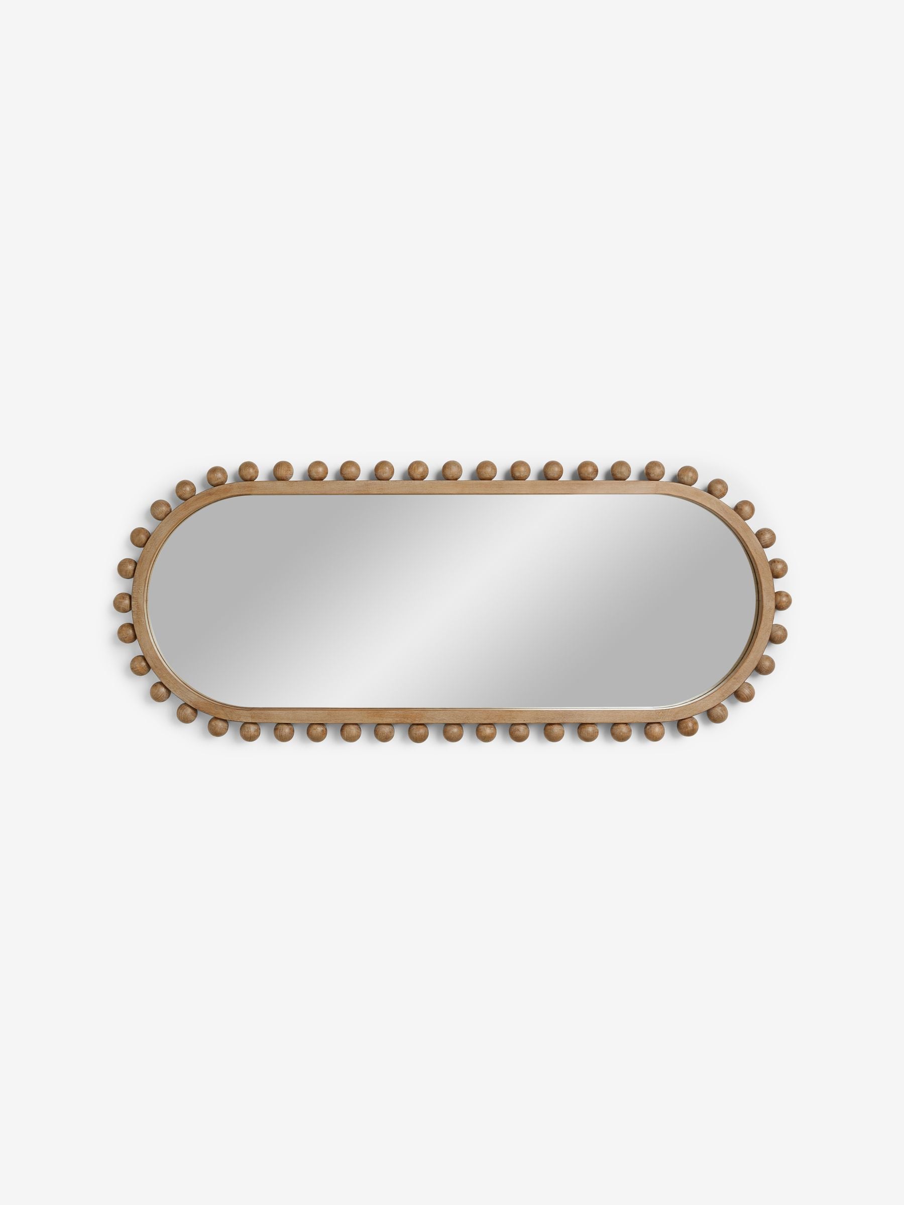 Light Natural Wood Bobbin Full Length Wall Mirror