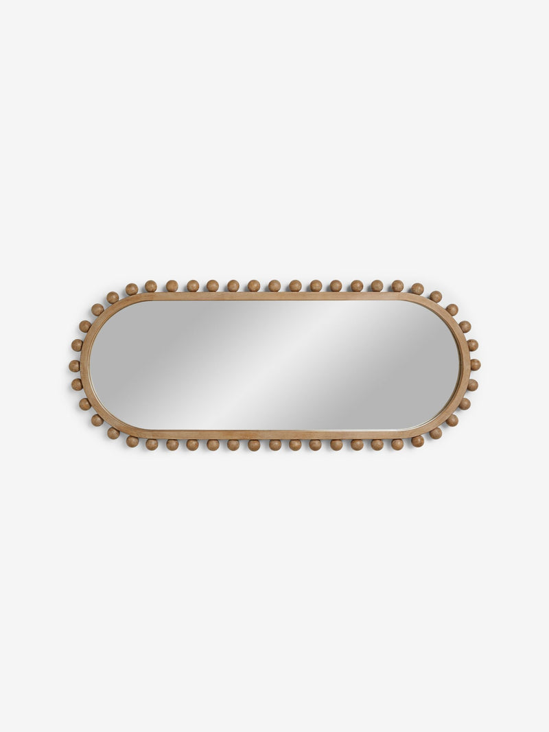 Light Natural Wood Bobbin Full Length Wall Mirror