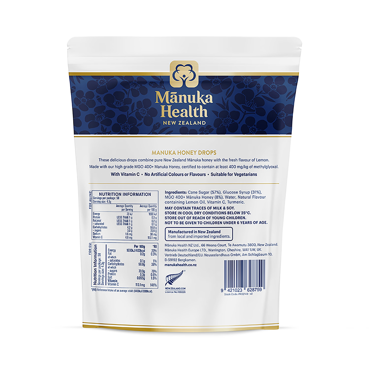 Manuka Health manuka honey drops with lemon 250g family pack, UK version