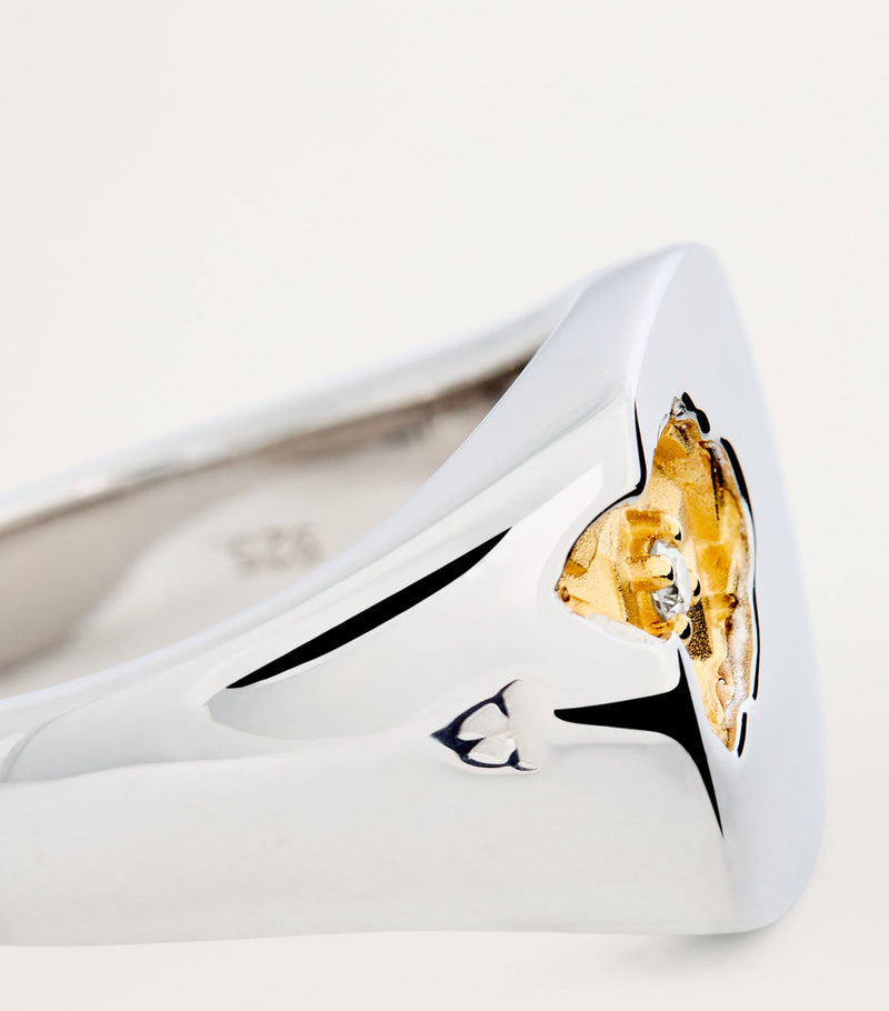 Tom Wood Large Mined Ring sterling silver diamond, UK version