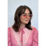 SVNX cat-eye sunglasses pink lenses gold frame, imported from the UK