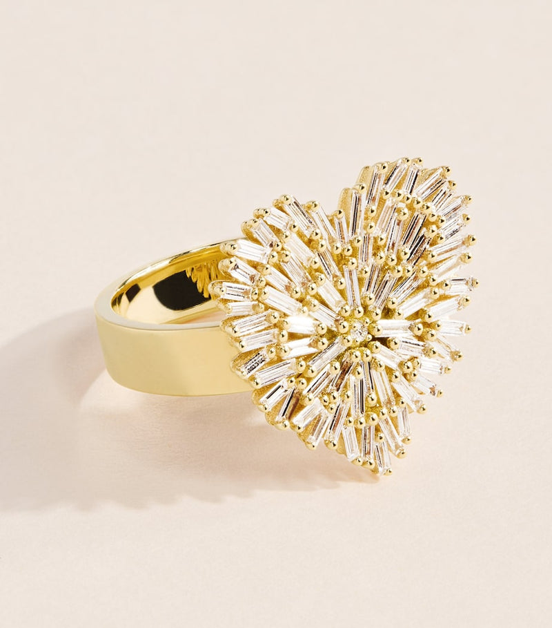 Suzanne Kalan classic heart ring in yellow gold, imported from the UK