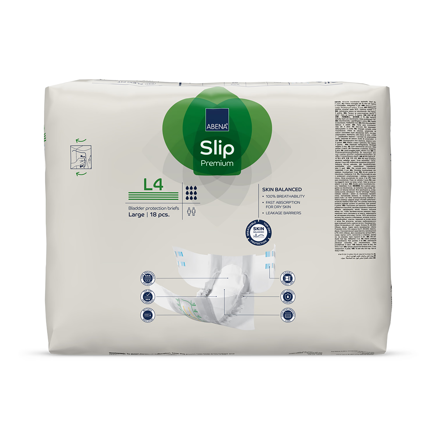ABENA incontinence briefs Slip Premium L4 18 packs, imported from the UK