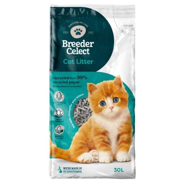 Breeder Celect Paper Non Clumping Cat Litter   30L GOODS M&S   