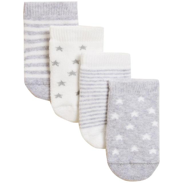 M&S Unisex Cotton Terry Baby Socks 4 Pack 0-24 Months  Grey Mix GOODS M&S   