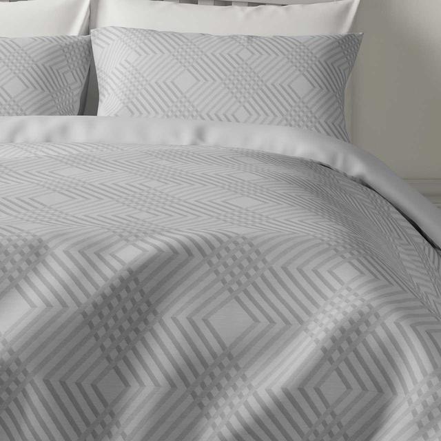 M&S Pure Cotton Geometric Sateen Bedding Set Grey