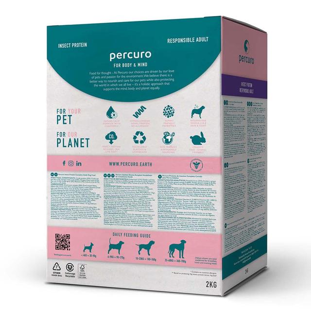 Percuro Insect Protein Adult Medium & Large Breeds Dry Dog Food   2kg GOODS M&S   