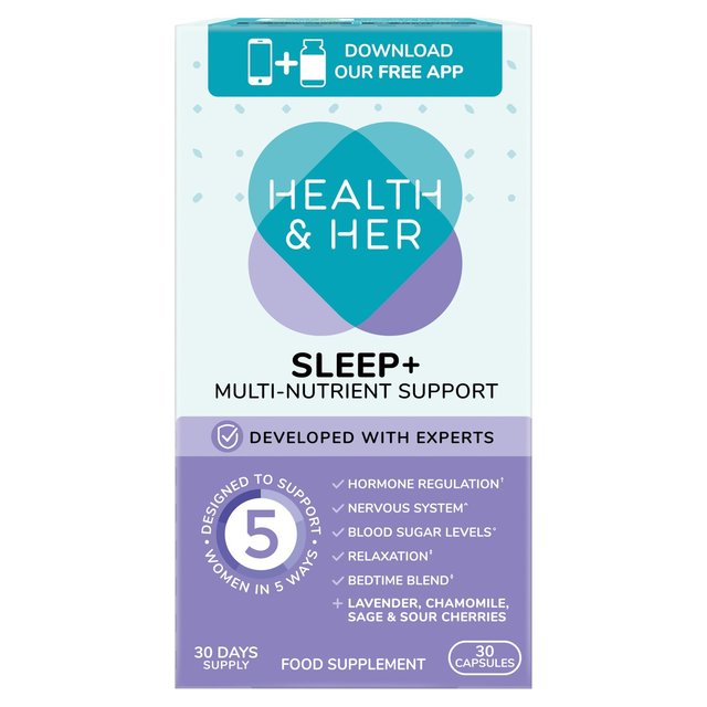 Health & Her Sleep+ Multinutrient Support Supplement Capsules    30 per pack GOODS M&S   