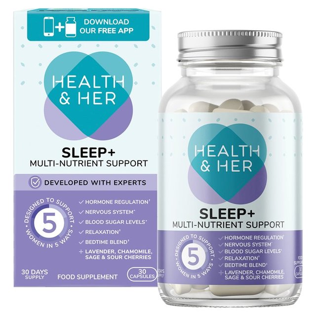 Health & Her Sleep+ Multinutrient Support Supplement Capsules    30 per pack