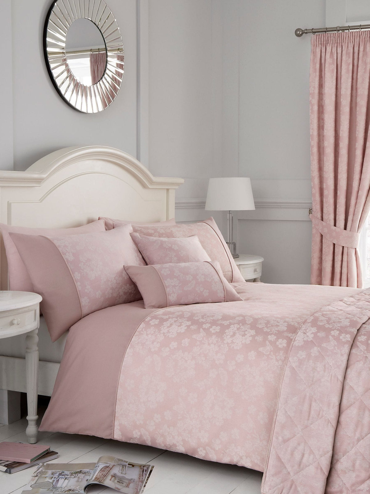 Serene Pink Blossom duvet cover and pillowcase set (British brand)