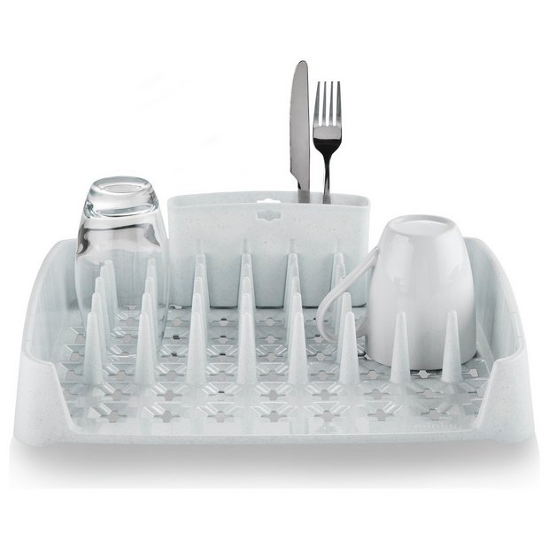 Minky plastic dish rack white with caddy - British product