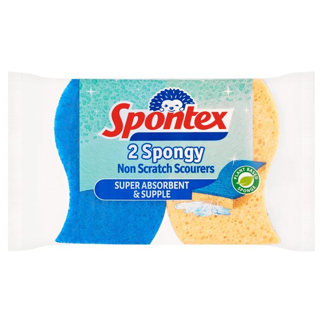 Spontex Non Scratch Super Absorbent Sponge Scourer   2 per pack