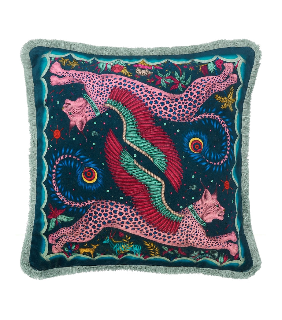 Emma J Shipley Velvet Lynx cushion 46cm x 46cm - British product