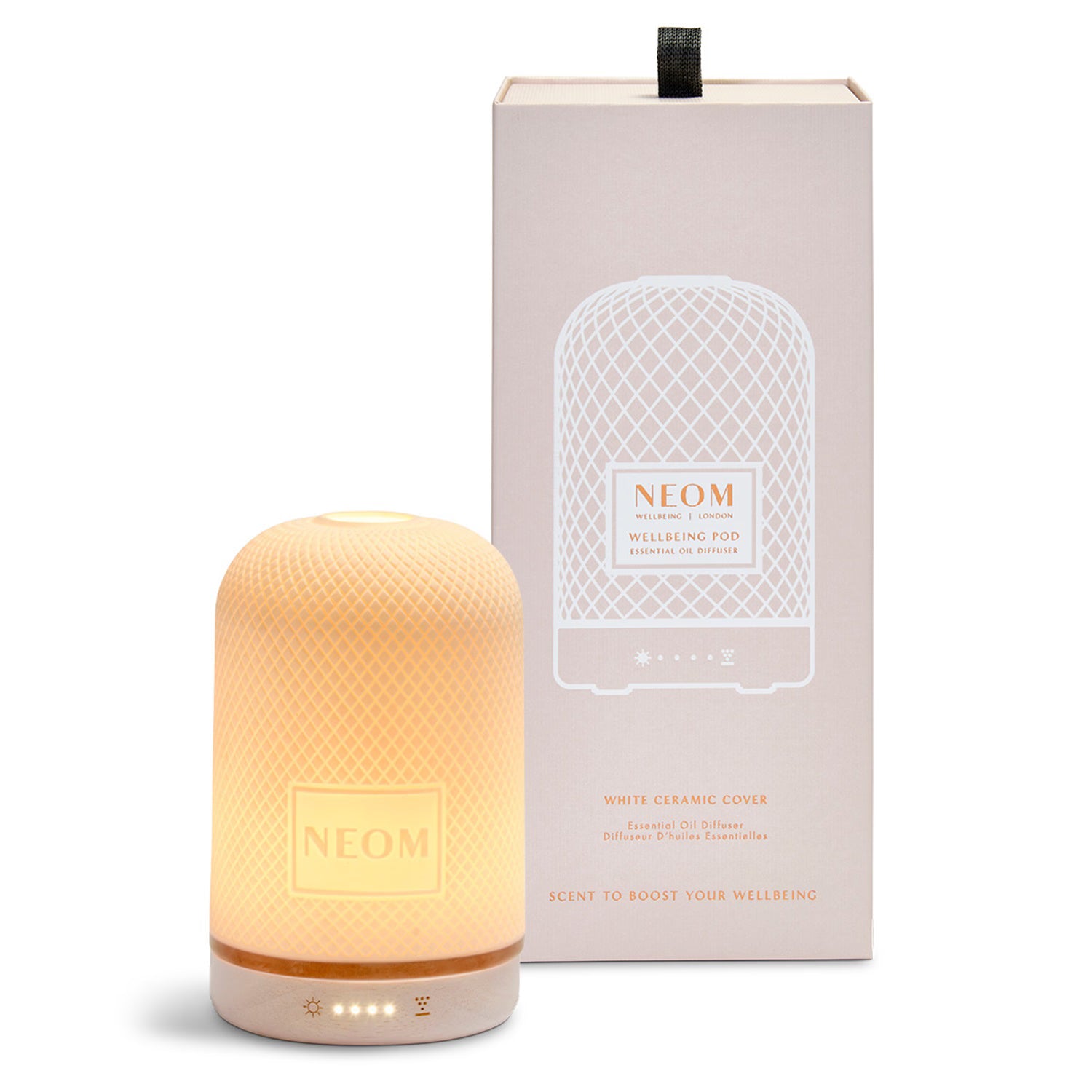 NEOM Wellbeing Pod diffuser with upcycled wood base - British product