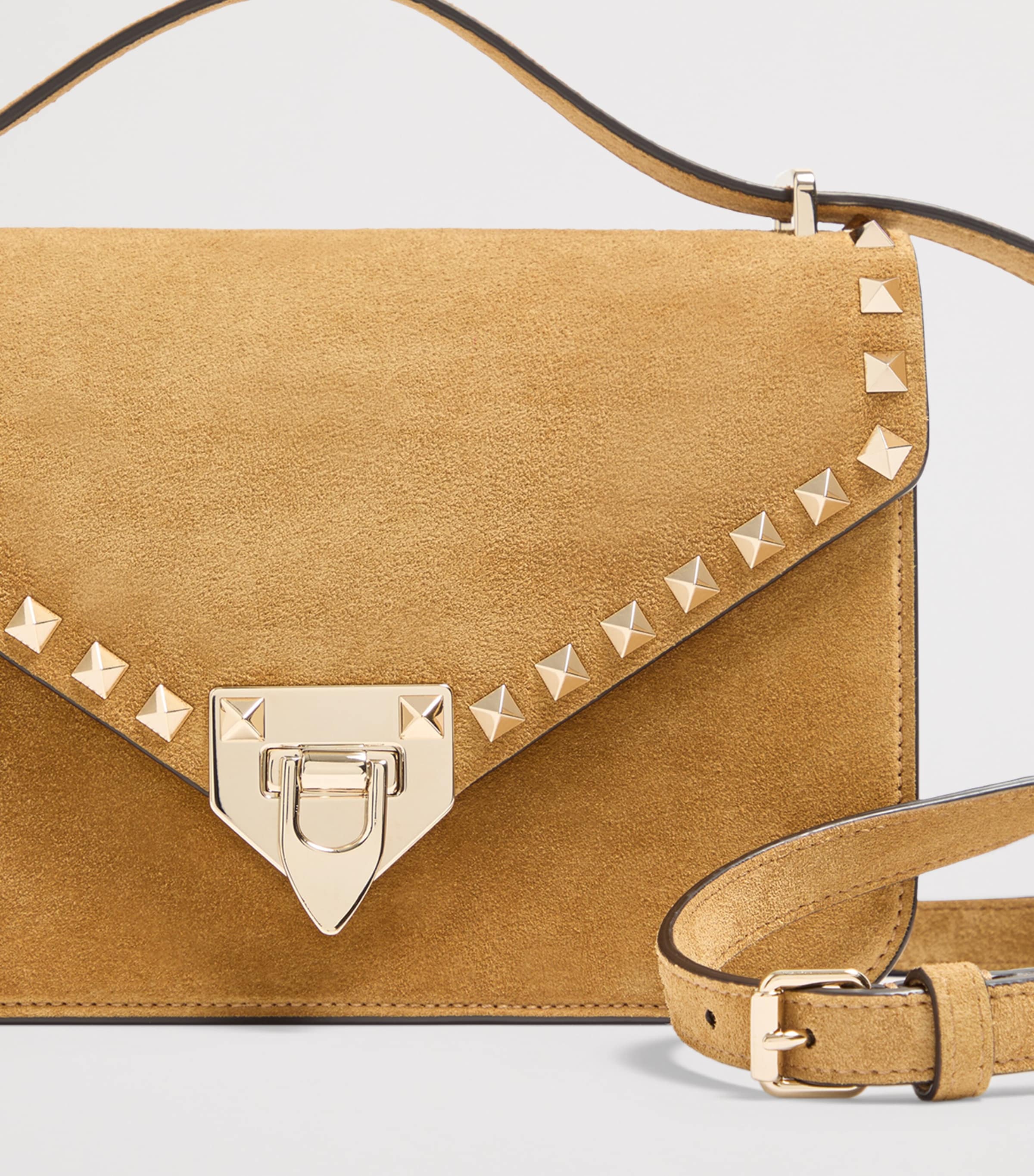 Valentino Garavani kleine Rockstud Umhängetasche aus gespaltenem Leder, importiert aus Großbritannien